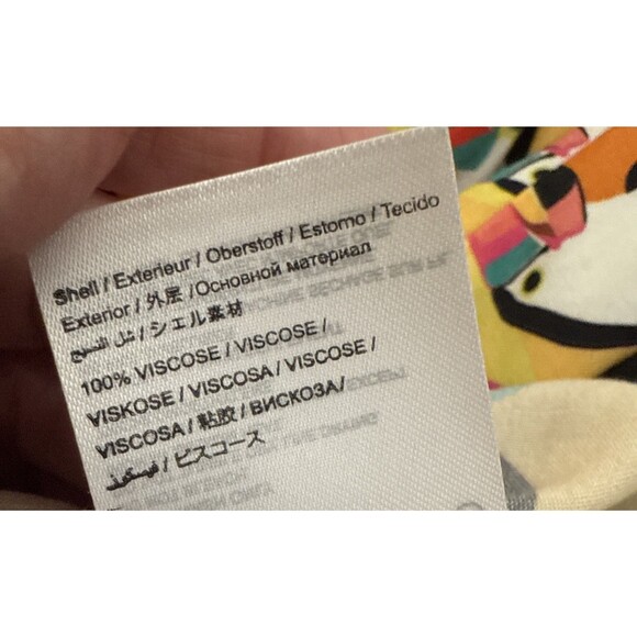 Farm Rio for Anthropologie Rainforest Toucan Wrap Blouse Size XS Beaded Tassel - Picture 12 of 16